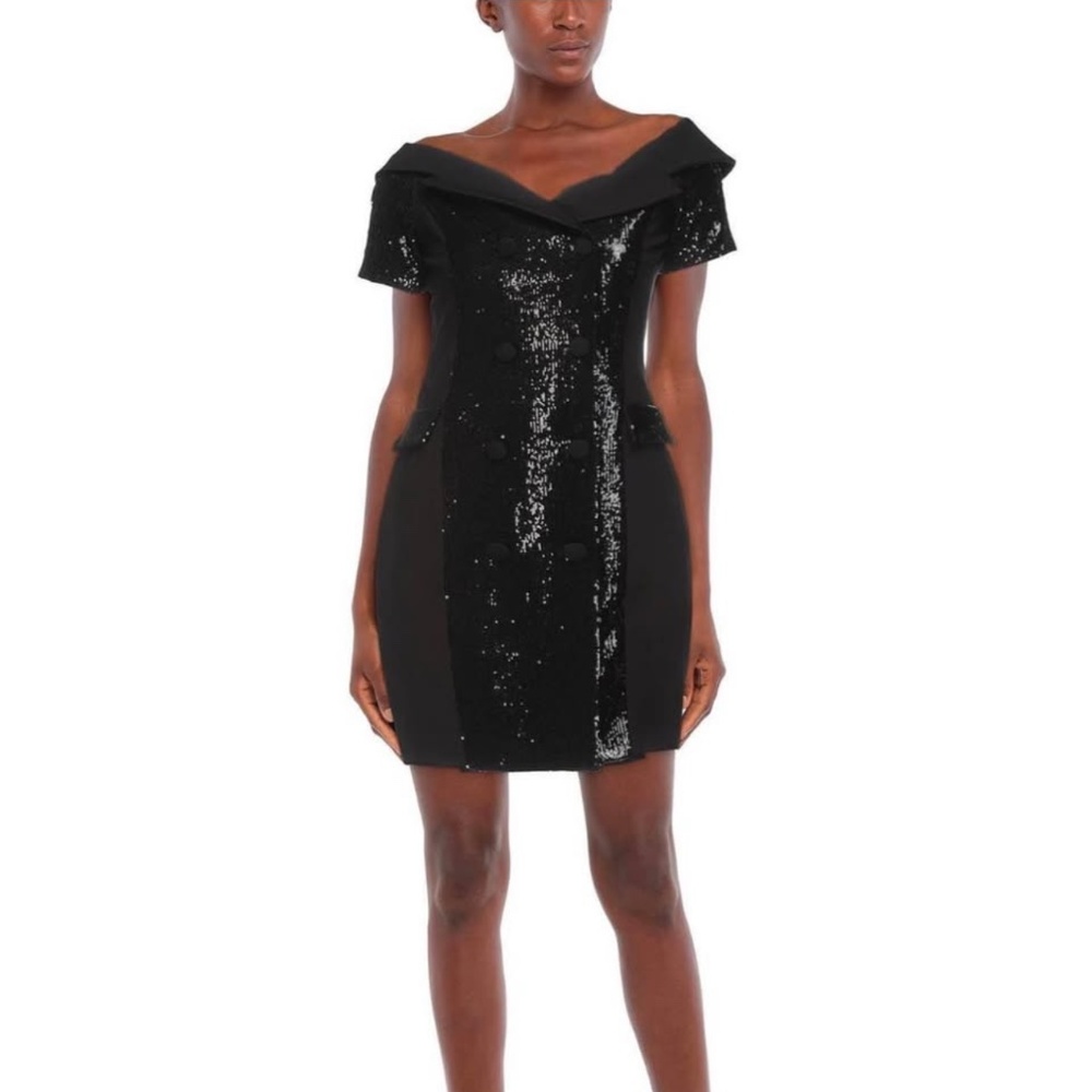 NEW KAOS Black Sequined Dress Made in ITALY Size 6